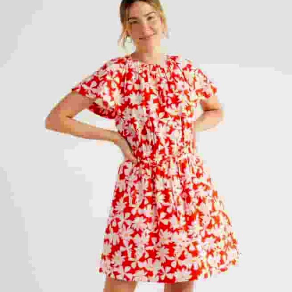 NWT Free Assembly Cotton Flutter Sleeve Floral Mini Dress Size XS